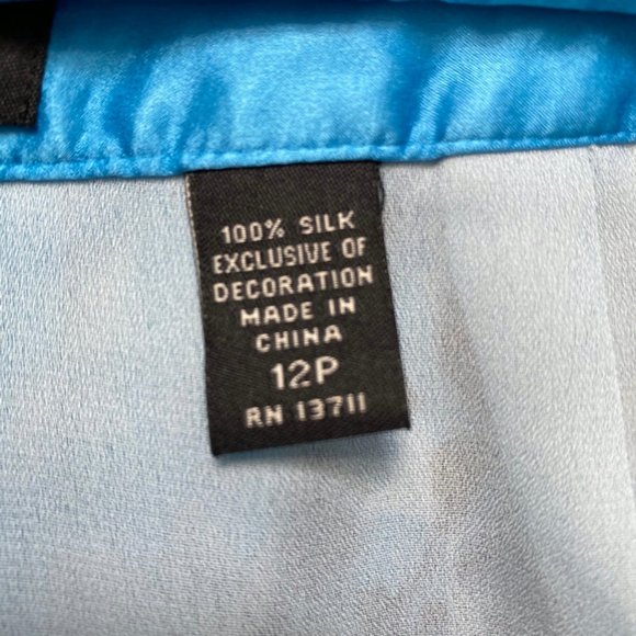 Valerie Stevens Blue Floral Silk Skirt Petite - Picture 4 of 5